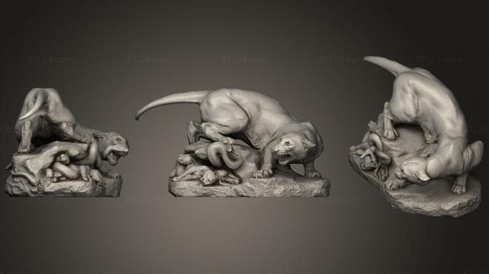Статуэтки животных (Кошка и Змея, STKJ_0799) 3D модель для ЧПУ станка